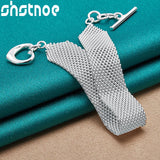 925 Silver Women Watchband Heart Button Chain Bracelet Charm Jewelry