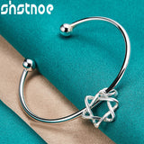 925 Silver Star Of David Bangle Adjustable Opening Charm Jewelry