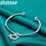 925 Silver Star Of David Bangle Adjustable Opening Charm Jewelry
