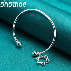 925 Silver Star Of David Bangle Adjustable Opening Charm Jewelry
