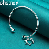 925 Silver Star Of David Bangle Adjustable Opening Charm Jewelry