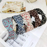 Flowers Knot Hairband Wide Side Cross Headband