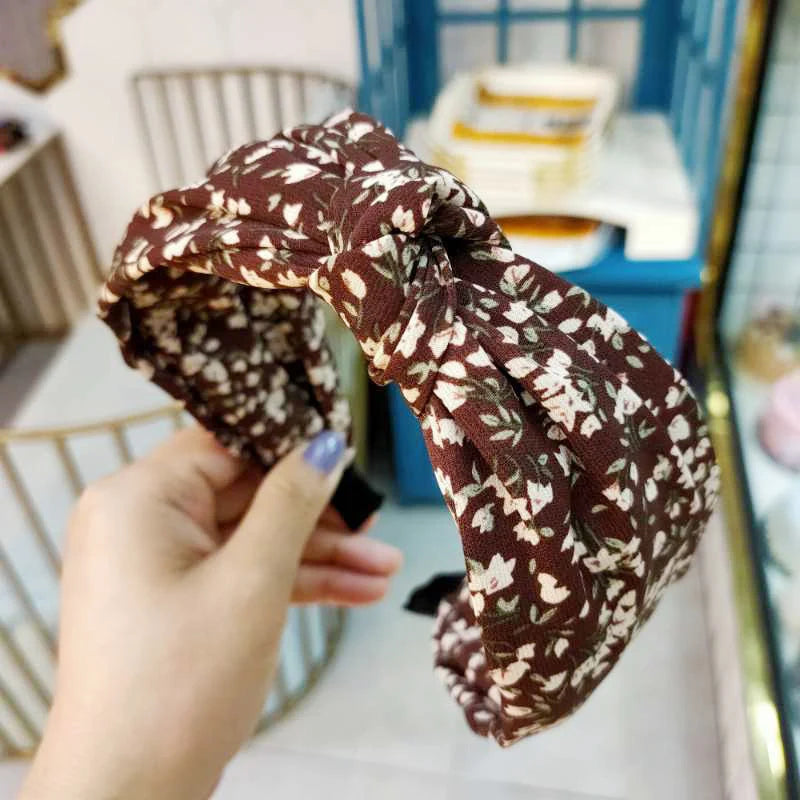 Flowers Knot Hairband Wide Side Cross Headband