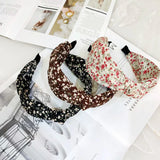 Flowers Knot Hairband Wide Side Cross Headband