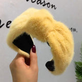 Plush Bow Knot Cross Wide Side Hair Band Bezel Hair Hoop Girls Headband