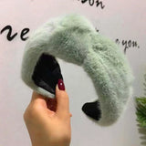Plush Bow Knot Cross Wide Side Hair Band Bezel Hair Hoop Girls Headband