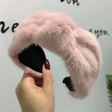 Plush Bow Knot Cross Wide Side Hair Band Bezel Hair Hoop Girls Headband