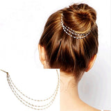 Punk Hair Cuff Pin Clip Simulated Pearl Chains Head Band