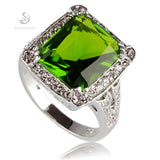 Peridot CZ Hyperbole Rhodium Plated Engagement Ring R751 R752