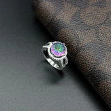 Rainbow & CZ Rhodium Plated Wedding Ring Sz 6-9