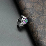 Rainbow & CZ Rhodium Plated Wedding Ring Sz 6-9