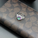 Rainbow & CZ Rhodium Plated Wedding Ring Sz 6-9