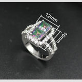 Rainbow CZ Rhodium Plated Wedding Ring Size 6-9