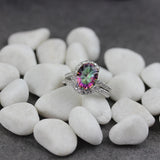 Rainbow CZ Rhodium Plated Wedding Ring - R775