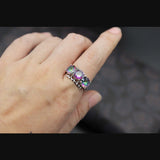 Rainbow CZ Rhodium Plated Wedding Ring Size 6-9