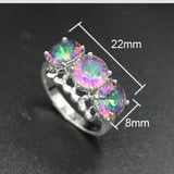 Rainbow CZ Rhodium Plated Wedding Ring Size 6-9