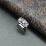 Rainbow CZ Rhodium Plated Wedding Ring Size 6-9