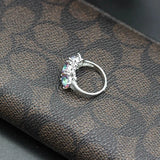 Rainbow CZ Rhodium Plated Wedding Ring Size 6-9