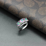 Rainbow CZ Rhodium Plated Wedding Ring Size 6-9
