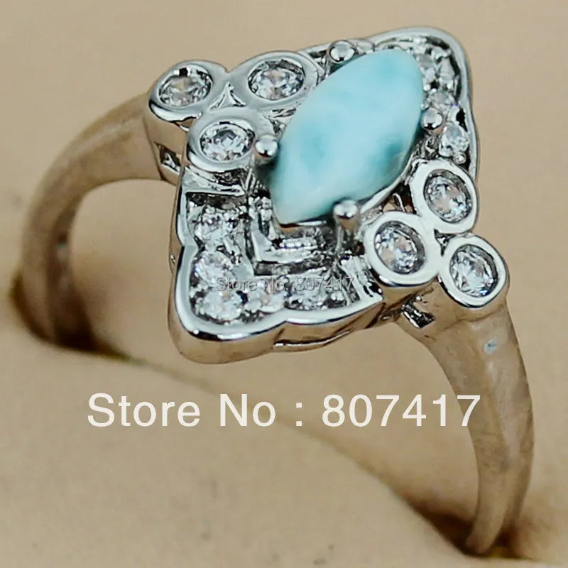 Larimar Charms Engagement Wedding Rings for Women R3508 Size 6 7 8 9