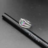 Rainbow CZ Engagement Wedding Ring Rhodium Plated R789 Size 6 8 9