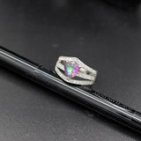 Rainbow CZ Engagement Wedding Ring Rhodium Plated R789 Size 6 8 9