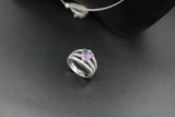Rainbow CZ Engagement Wedding Ring Rhodium Plated R789 Size 6 8 9