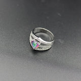 Rainbow CZ Engagement Wedding Ring Rhodium Plated R789 Size 6 8 9