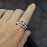 Rainbow CZ Engagement Wedding Ring Rhodium Plated R789 Size 6 8 9