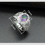 Rainbow CZ Engagement Wedding Ring Size 6 7 8