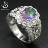 Rainbow CZ Engagement Wedding Ring Size 6 7 8