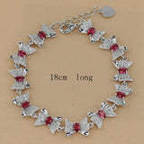 Vintage Red CZ Wedding Bracelet Rhodium Plated