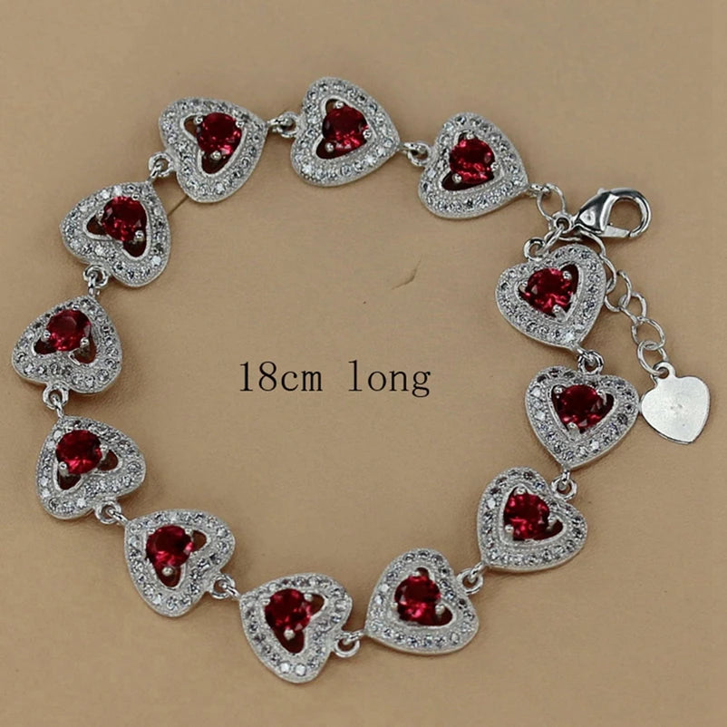 Vintage Red Cubic Zirconia Wedding Bracelet
