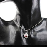 Red Cubic Zirconia Rhodium Plated Wedding Pendant for Women