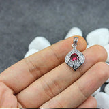 Red Cubic Zirconia Rhodium Plated Wedding Pendant for Women