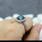 Rainbow CZ Rhodium Plated Engagement Ring