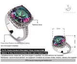 Rainbow CZ Rhodium Plated Engagement Ring