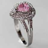Vintage Pink CZ Rhodium Plated Ring R557 Size 6-9