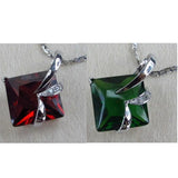 Peridot CZ Rhodium Plated Wedding Pendant Charm