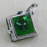 Peridot CZ Rhodium Plated Wedding Pendant Charm