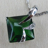 Peridot CZ Rhodium Plated Wedding Pendant Charm
