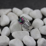 Rainbow CZ Rock Rhodium Plated Engagement Ring R774 Size 6-9