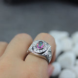 Rainbow CZ Engagement Ring Rhodium Plated R778 Size 6 7 8 9