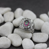 Rainbow CZ Engagement Ring Rhodium Plated R778 Size 6 7 8 9