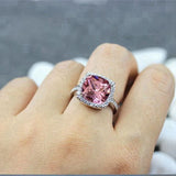 Pink Cubic Zirconia Rhodium Plated Engagement Wedding Ring for Women