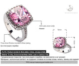 Pink Cubic Zirconia Rhodium Plated Engagement Wedding Ring for Women