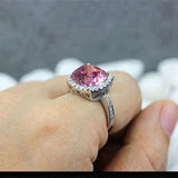 Pink Cubic Zirconia Rhodium Plated Engagement Wedding Ring for Women