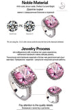 Pink Cubic Zirconia Rhodium Plated Engagement Wedding Ring for Women