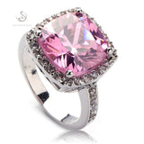 Pink Cubic Zirconia Rhodium Plated Engagement Wedding Ring for Women