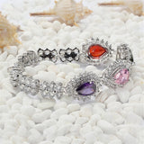 Pink Peridot CZ Tennis Bracelet Rhodium Plated R660